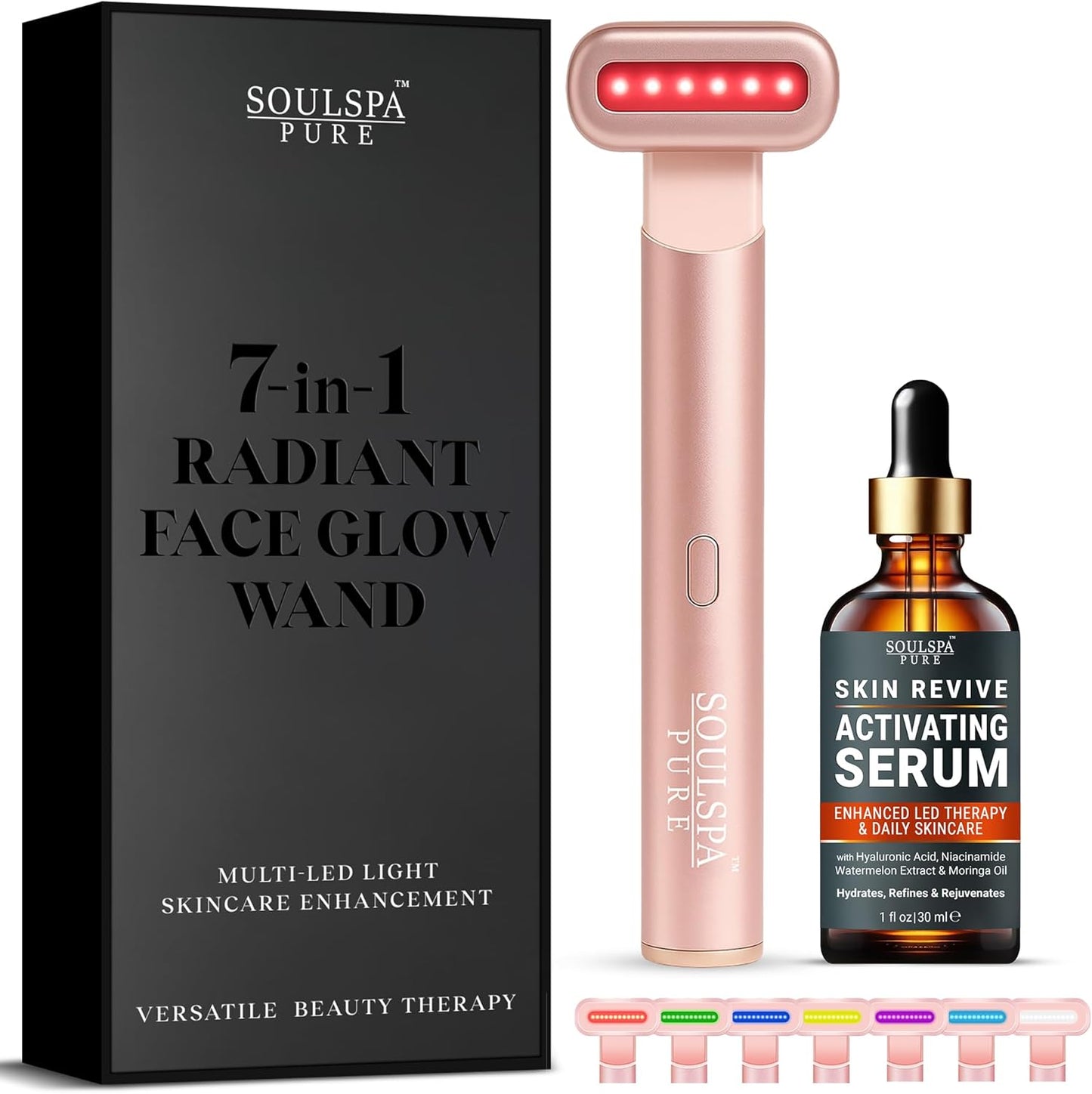7-in-1 Radiant Face Glow Wand with Skin Revive Serum (Rose Gold)