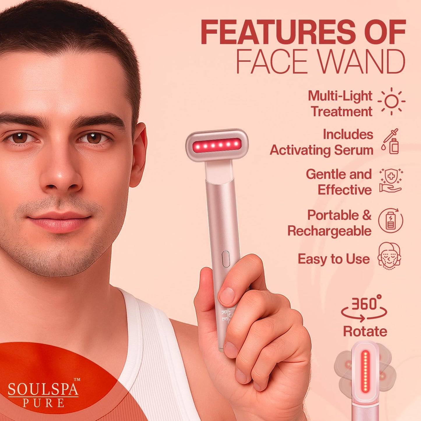 7-in-1 Radiant Face Glow Wand with Skin Revive Serum (Rose Gold)