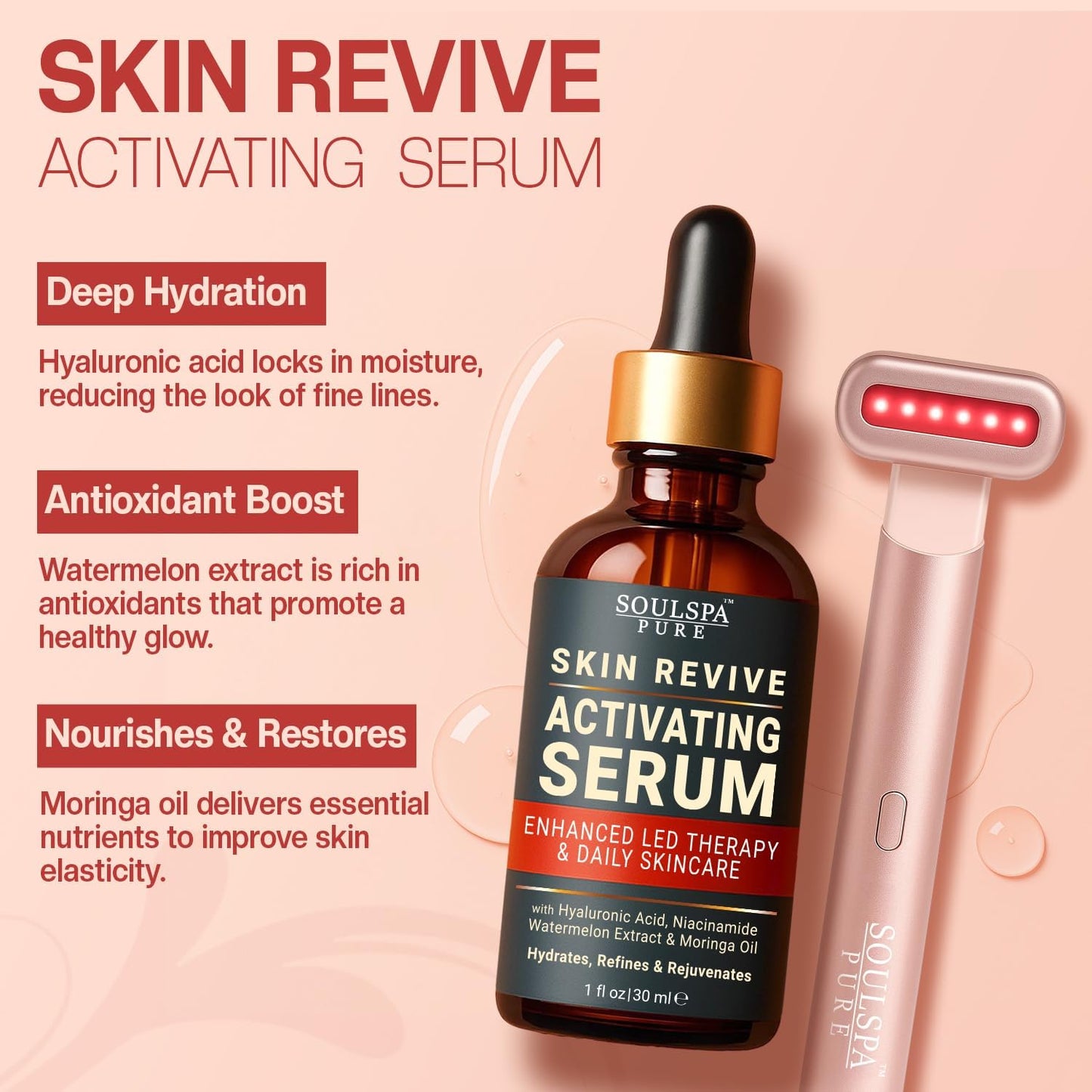 7-in-1 Radiant Face Glow Wand with Skin Revive Serum (Rose Gold)