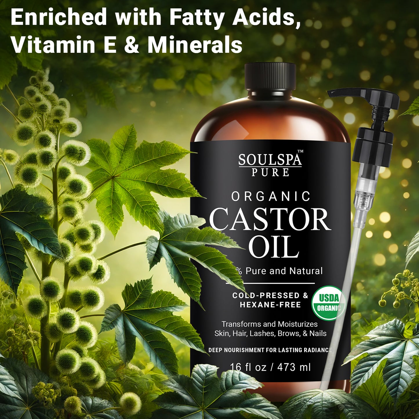 SOULSPA PURE Organic Castor Oil 16 fl oz