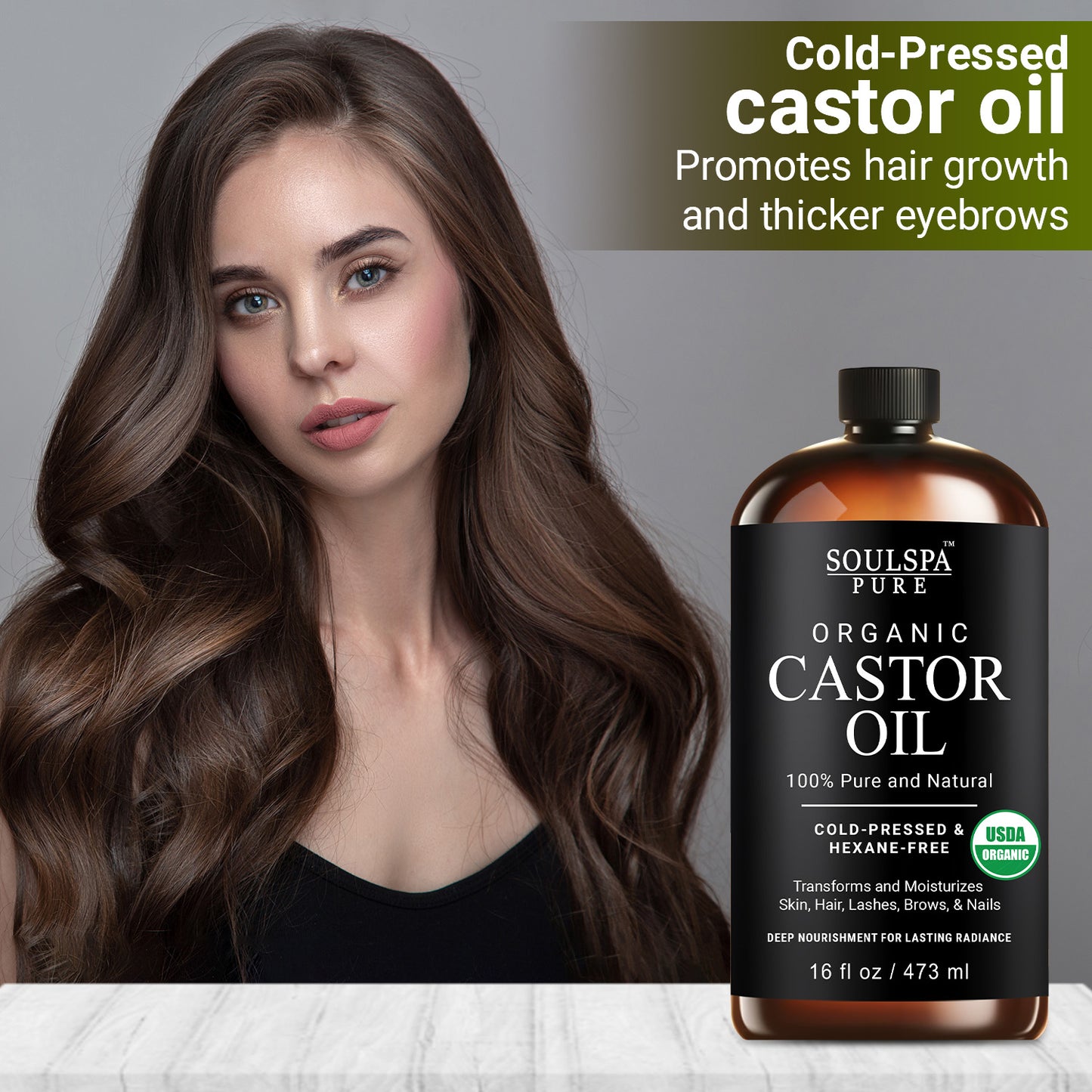 SOULSPA PURE Organic Castor Oil 16 fl oz