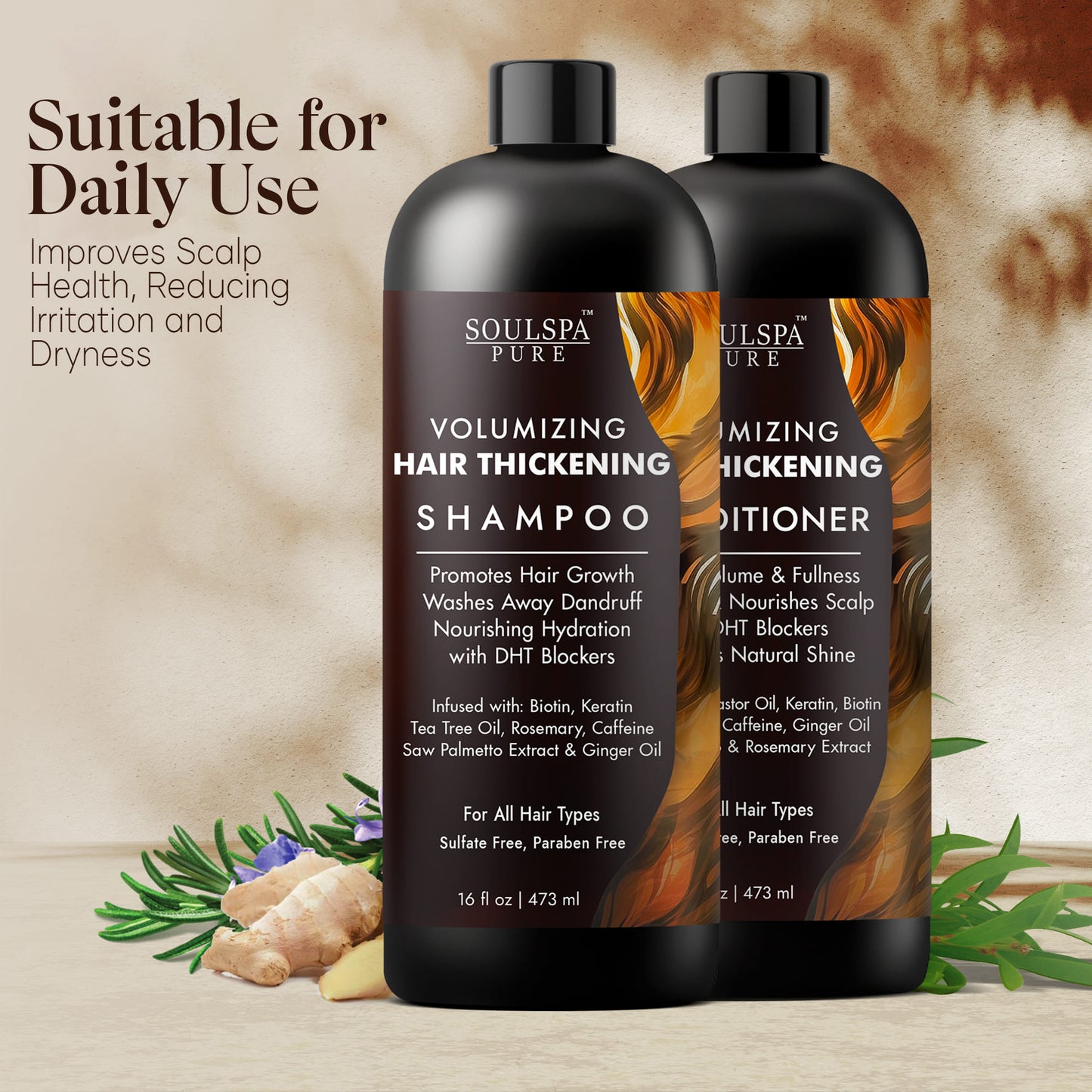 SOULSPA PURE Hair Thickening Shampoo and Conditioner Set