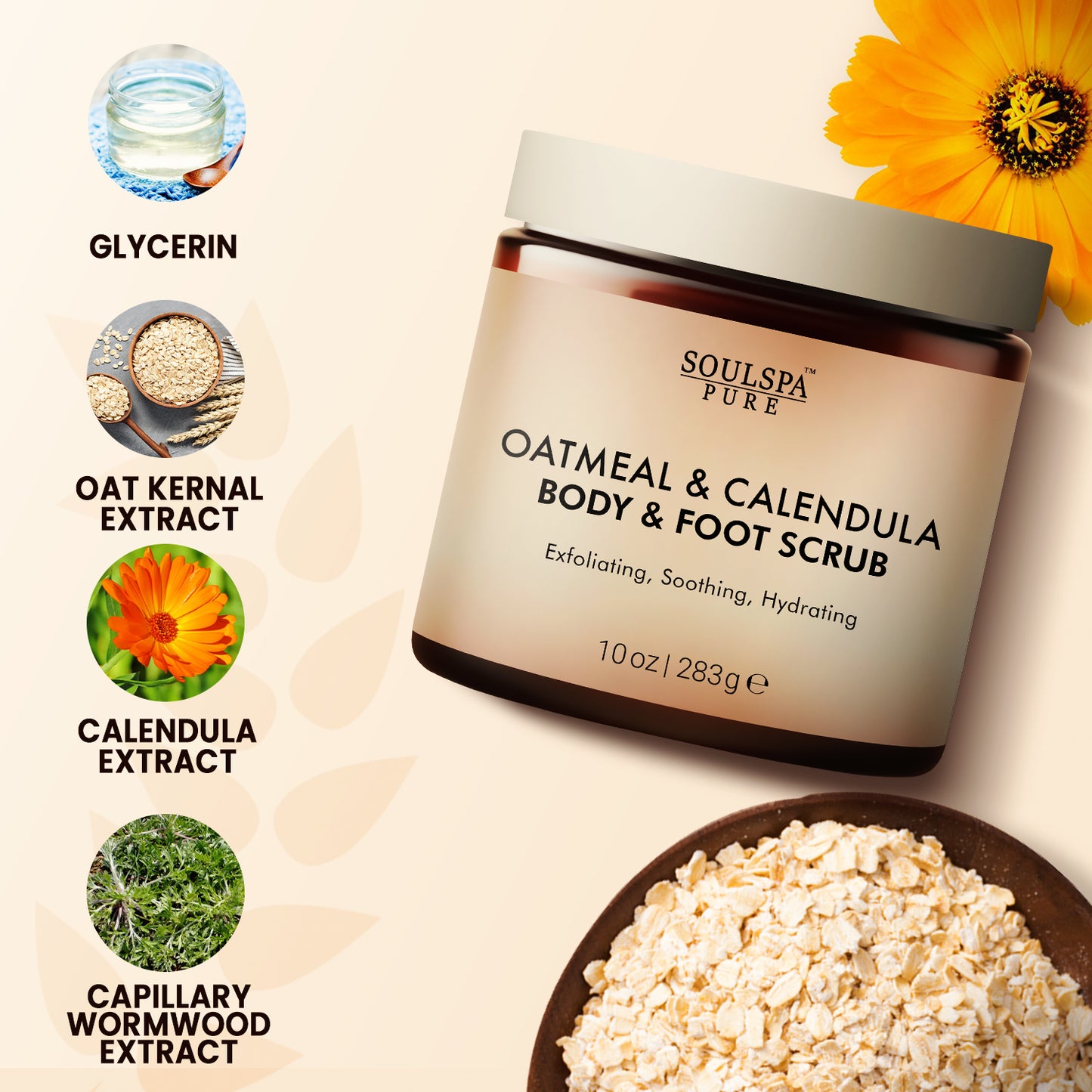 Oatmeal & Calendula Body & Foot Scrub 10 floz