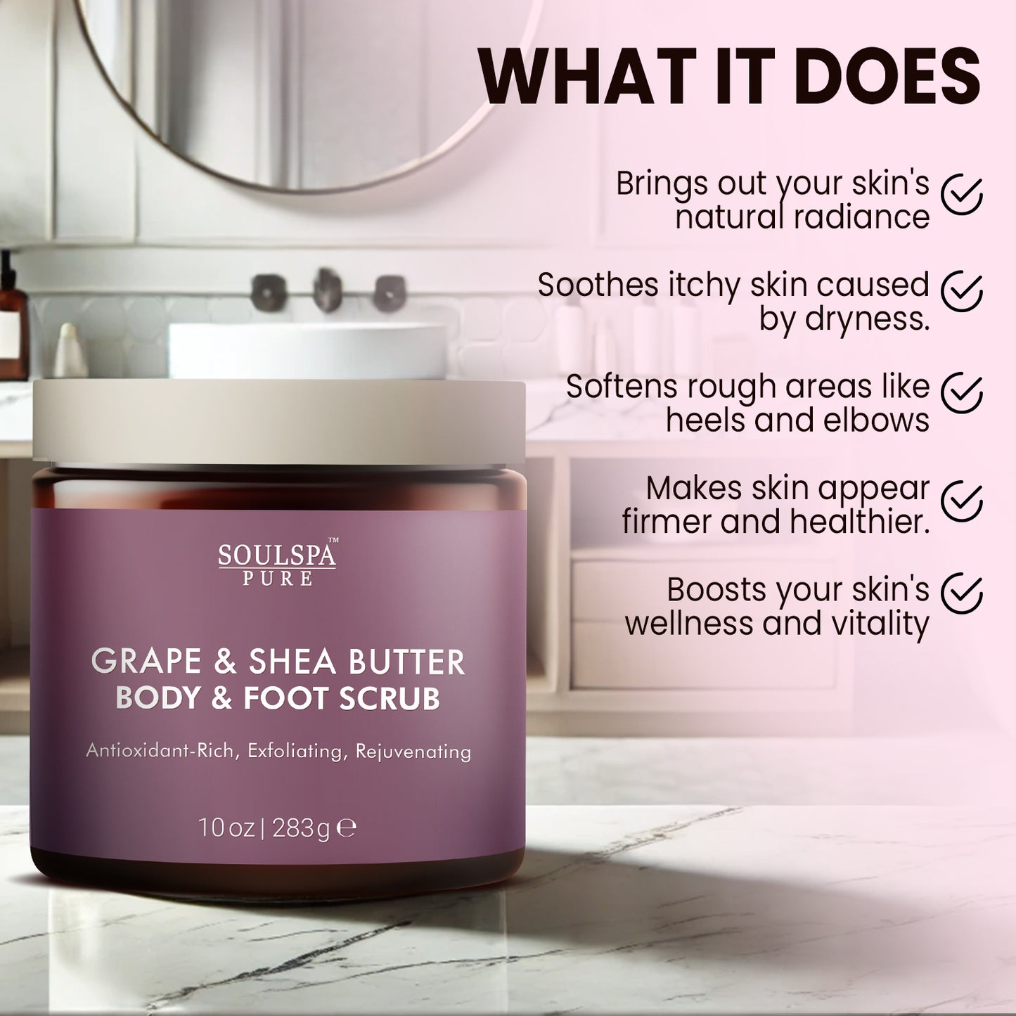 Grape & Shea Butter Body & Foot Scrub 10 floz