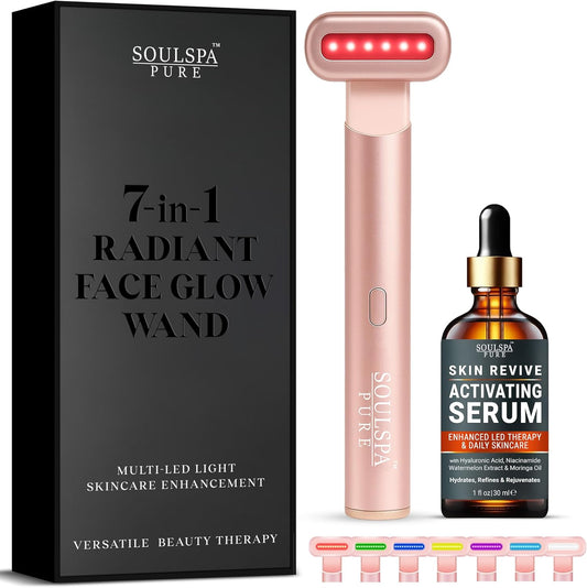 7-in-1 Radiant Face Glow Wand with Skin Revive Serum (Rose Gold)