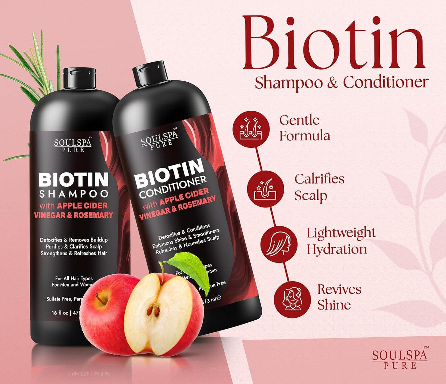 Biotin Shampoo & Conditioner with Apple Cider Vinegar and Rosemary