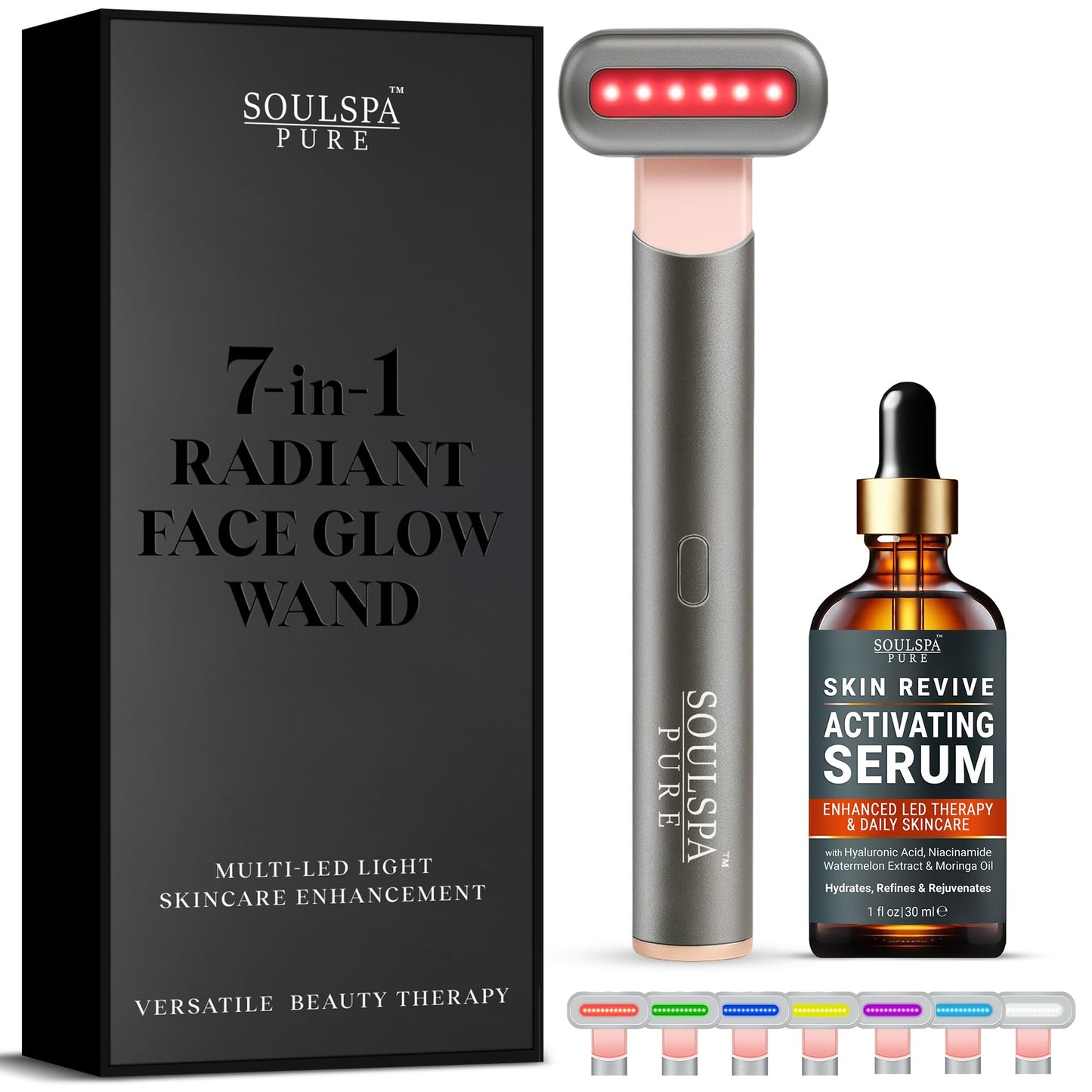7-in-1 Radiant Face Glow Wand with Skin Revive Serum (Silver)