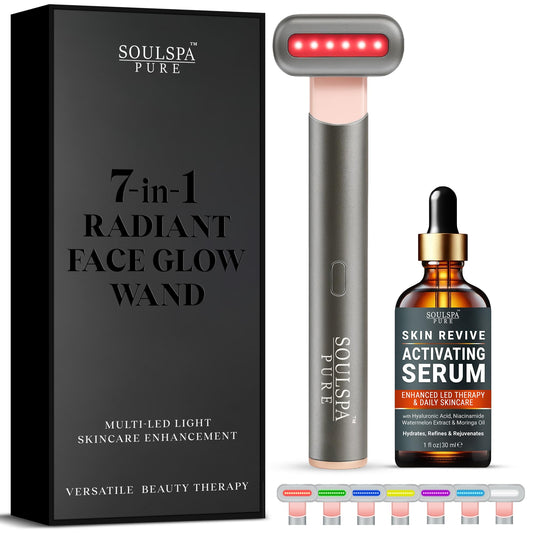 7-in-1 Radiant Face Glow Wand with Skin Revive Serum (Silver)