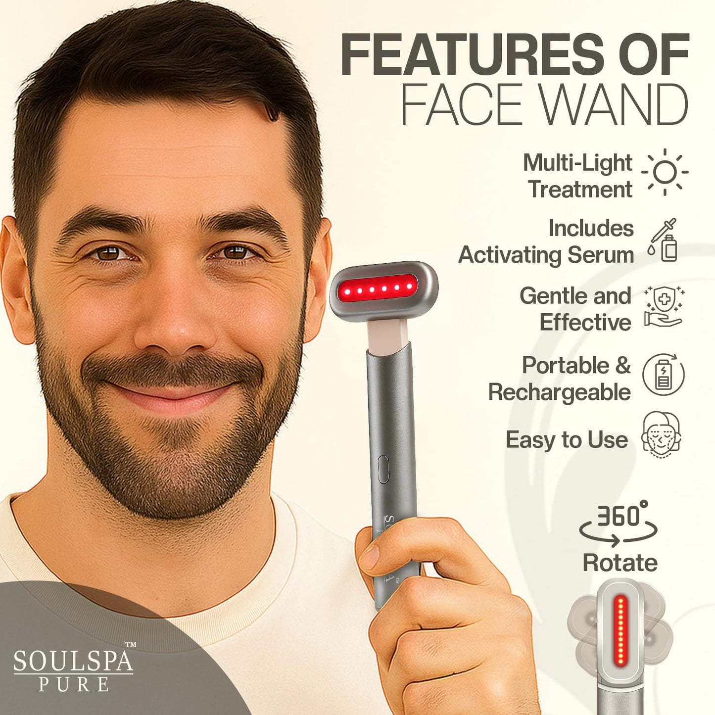 7-in-1 Radiant Face Glow Wand with Skin Revive Serum (Silver)