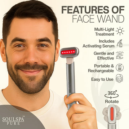 7-in-1 Radiant Face Glow Wand with Skin Revive Serum (Silver)