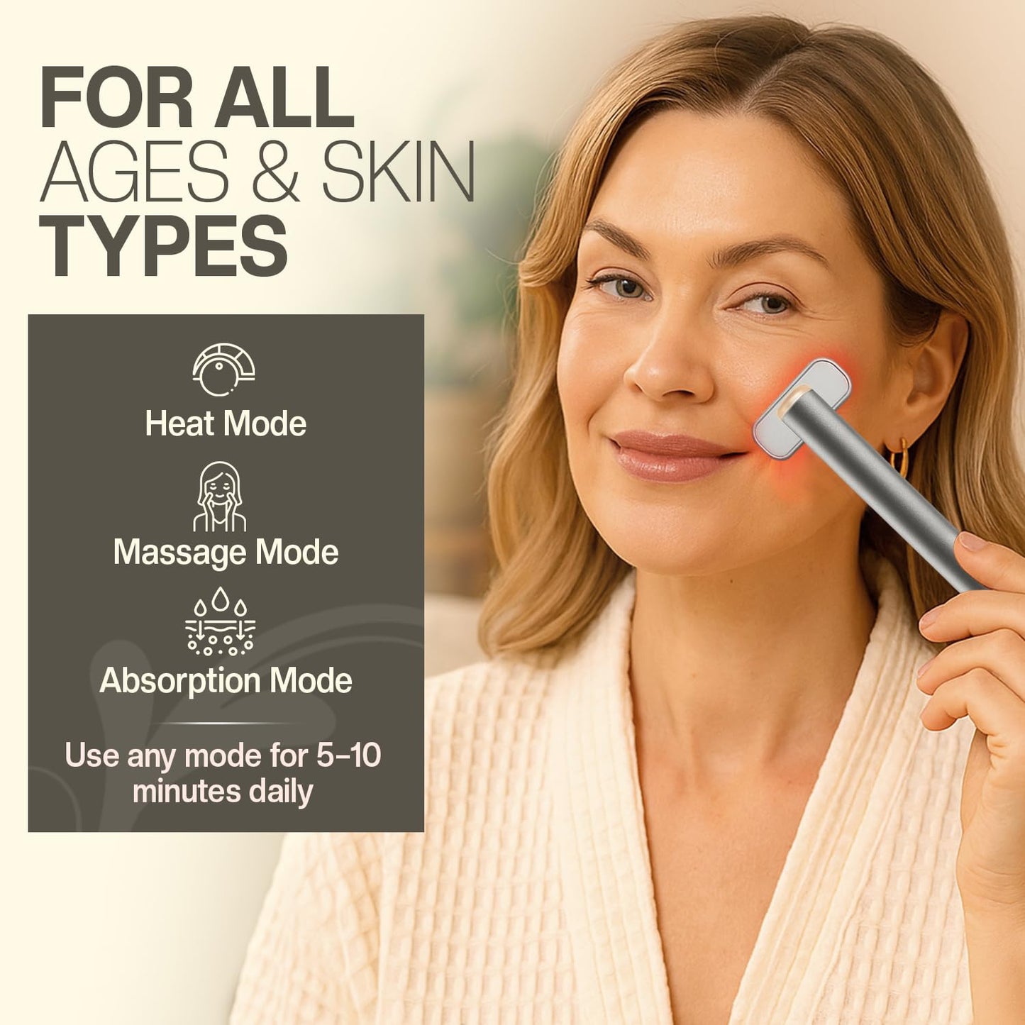 7-in-1 Radiant Face Glow Wand with Skin Revive Serum (Silver)