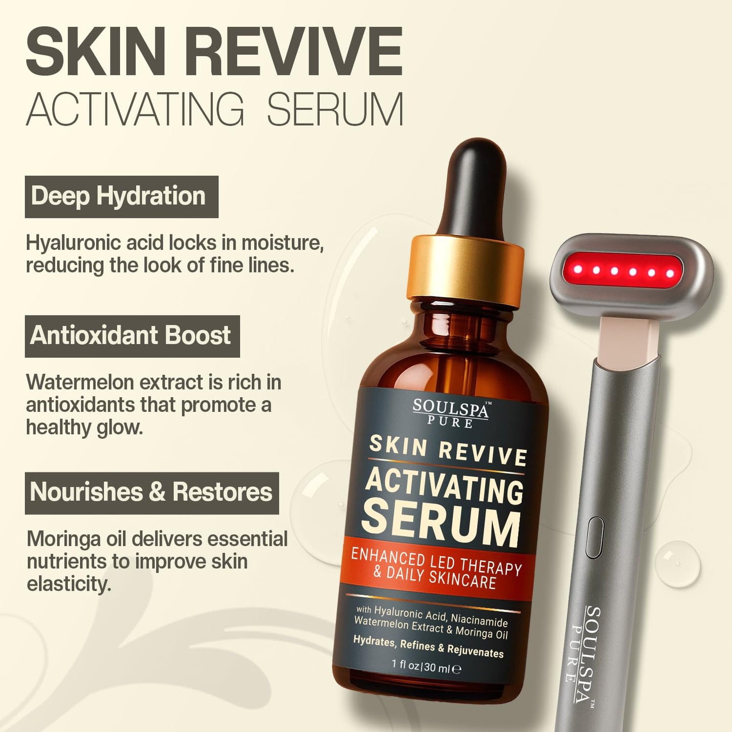 7-in-1 Radiant Face Glow Wand with Skin Revive Serum (Silver)