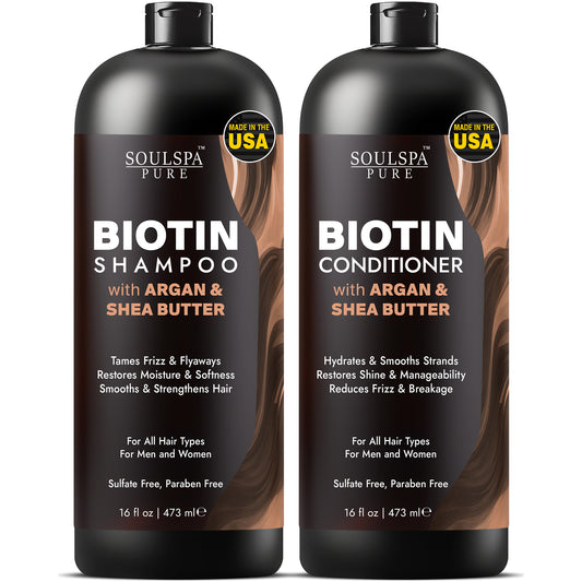 Biotin Shampoo & Conditioner Set with Argan Oil & Shea Butter