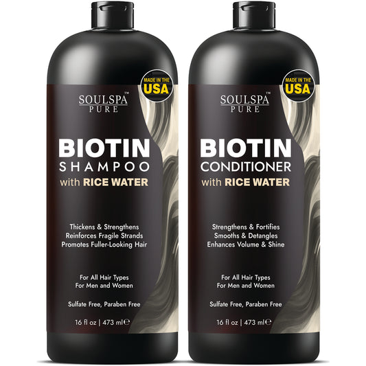 Biotin Shampoo and Conditioner Set with Rice Water & Rice Protein