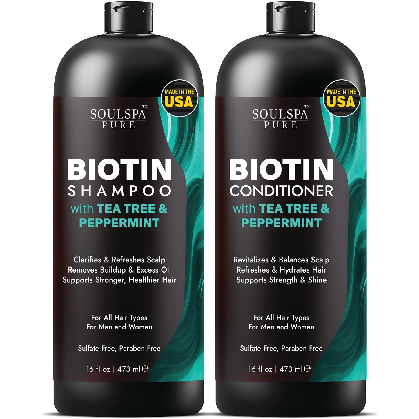 Biotin Shampoo & Conditioner Set with Tea Tree & Peppermint