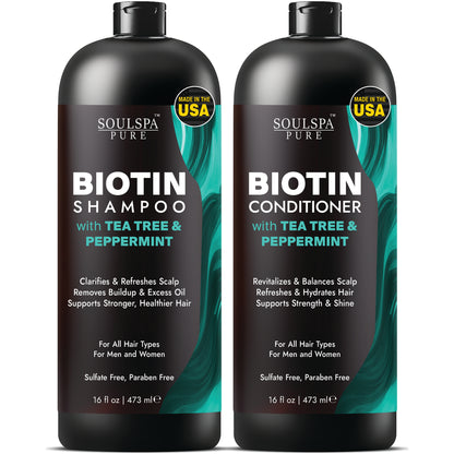 Biotin Shampoo & Conditioner Set with Tea Tree & Peppermint