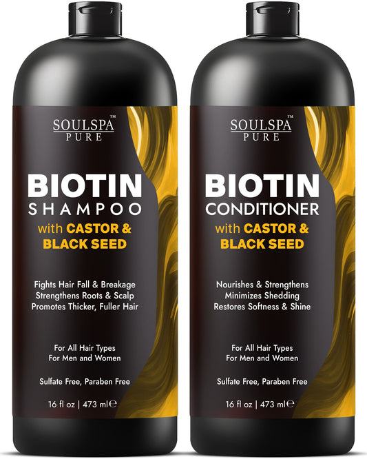 Biotin Shampoo & Conditioner Set with Castor & Black Seed Oil