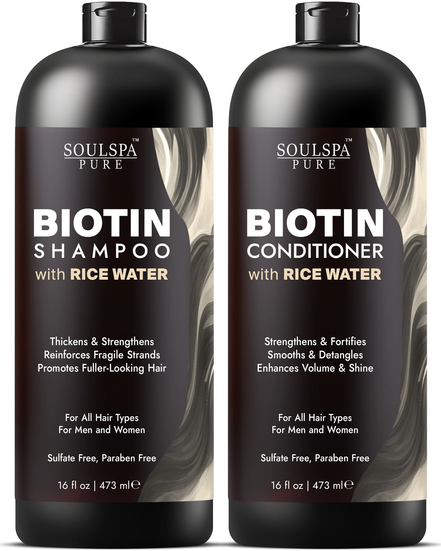 Biotin Shampoo and Conditioner Set with Rice Water & Rice Protein