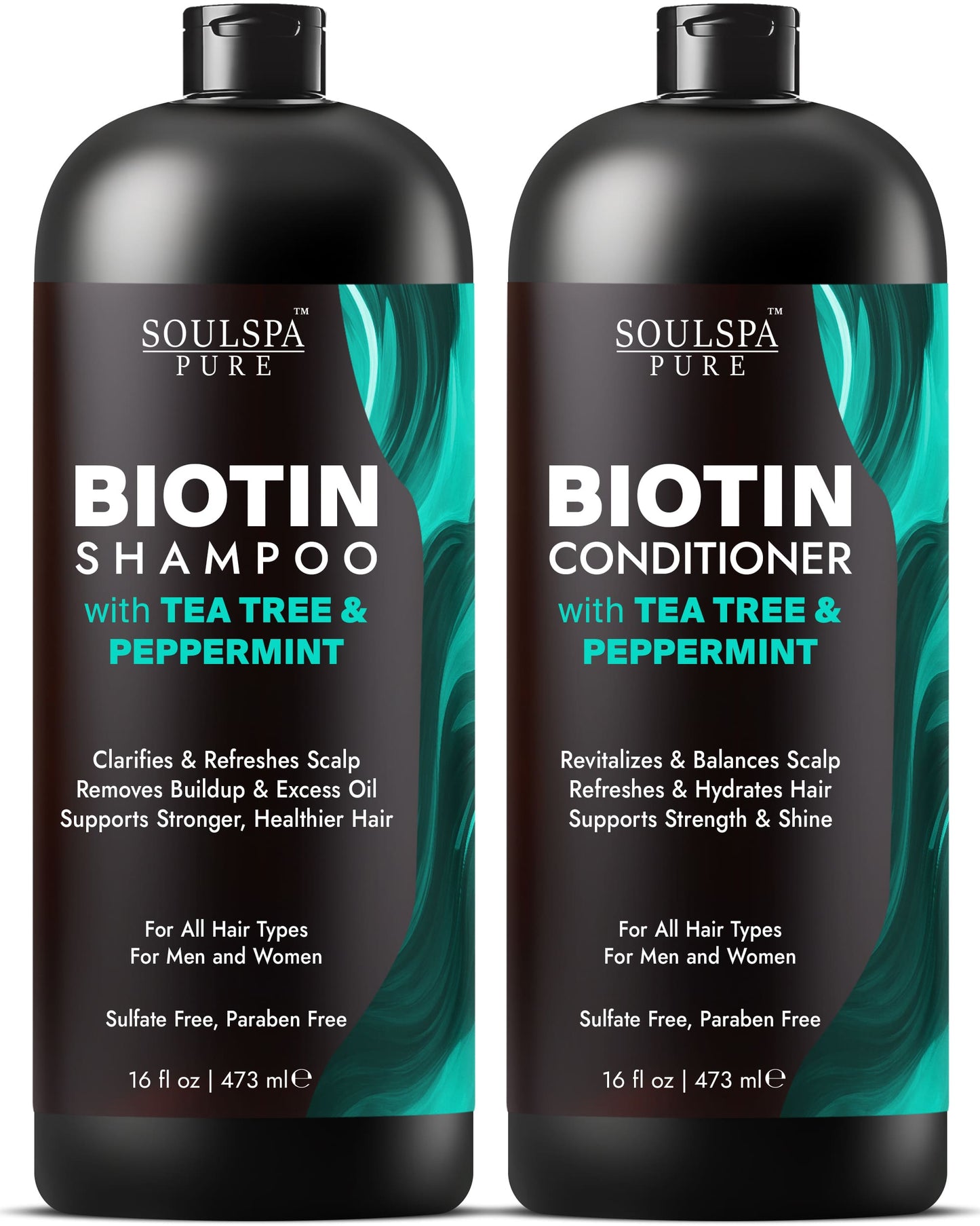 Biotin Shampoo & Conditioner Set with Tea Tree & Peppermint
