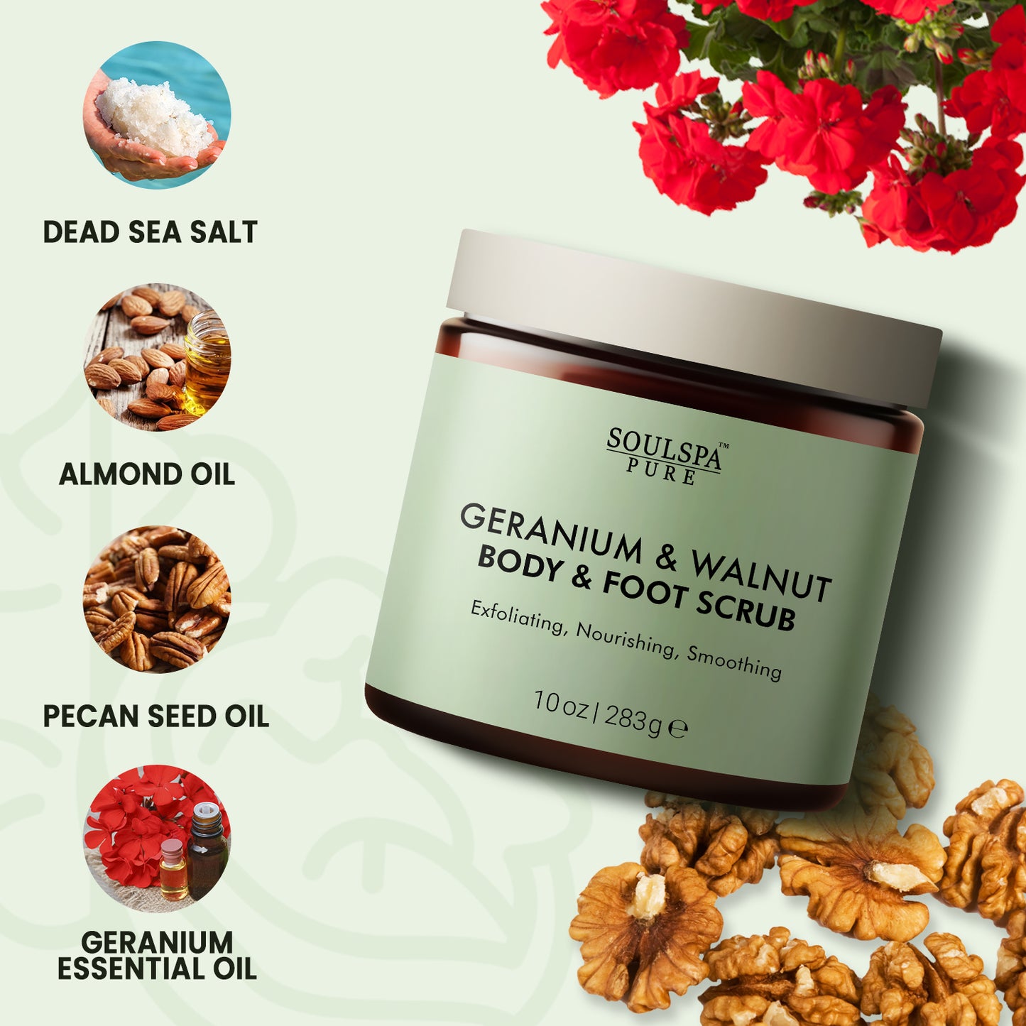 Geranium & Walnut Body & Foot Scrub 10 floz