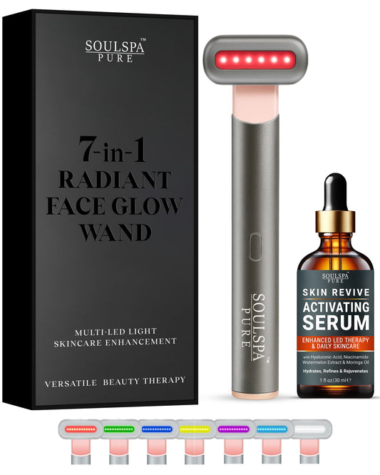7-in-1 Radiant Face Glow Wand with Skin Revive Serum (Silver)
