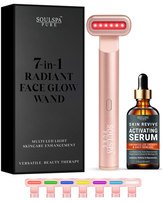 7-in-1 Radiant Face Glow Wand with Skin Revive Serum (Rose Gold)
