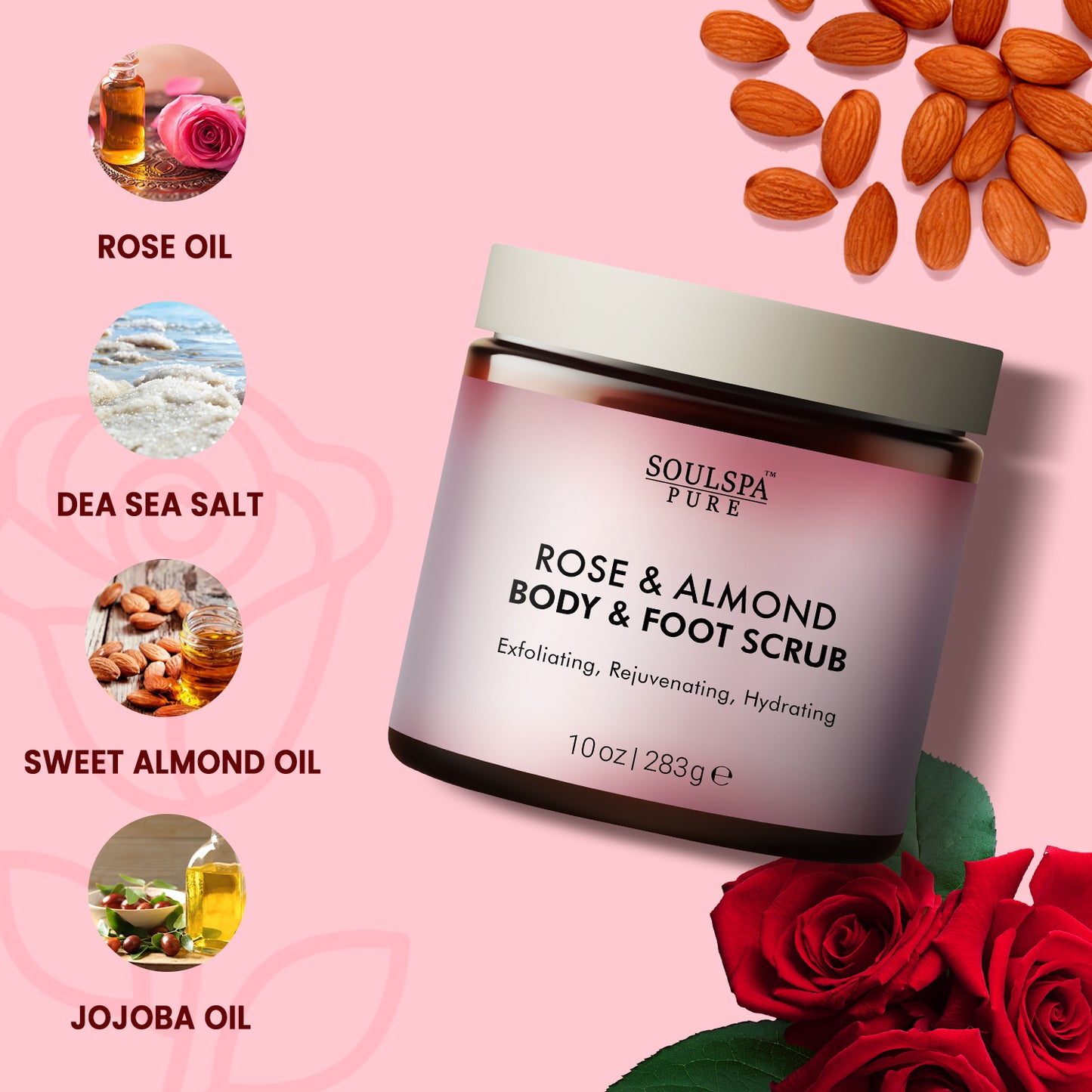 Rose & Almond Body & Foot Scrub 10 floz