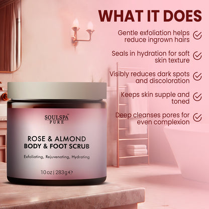 Rose & Almond Body & Foot Scrub 10 floz