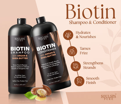 Biotin Shampoo & Conditioner Set with Argan Oil & Shea Butter