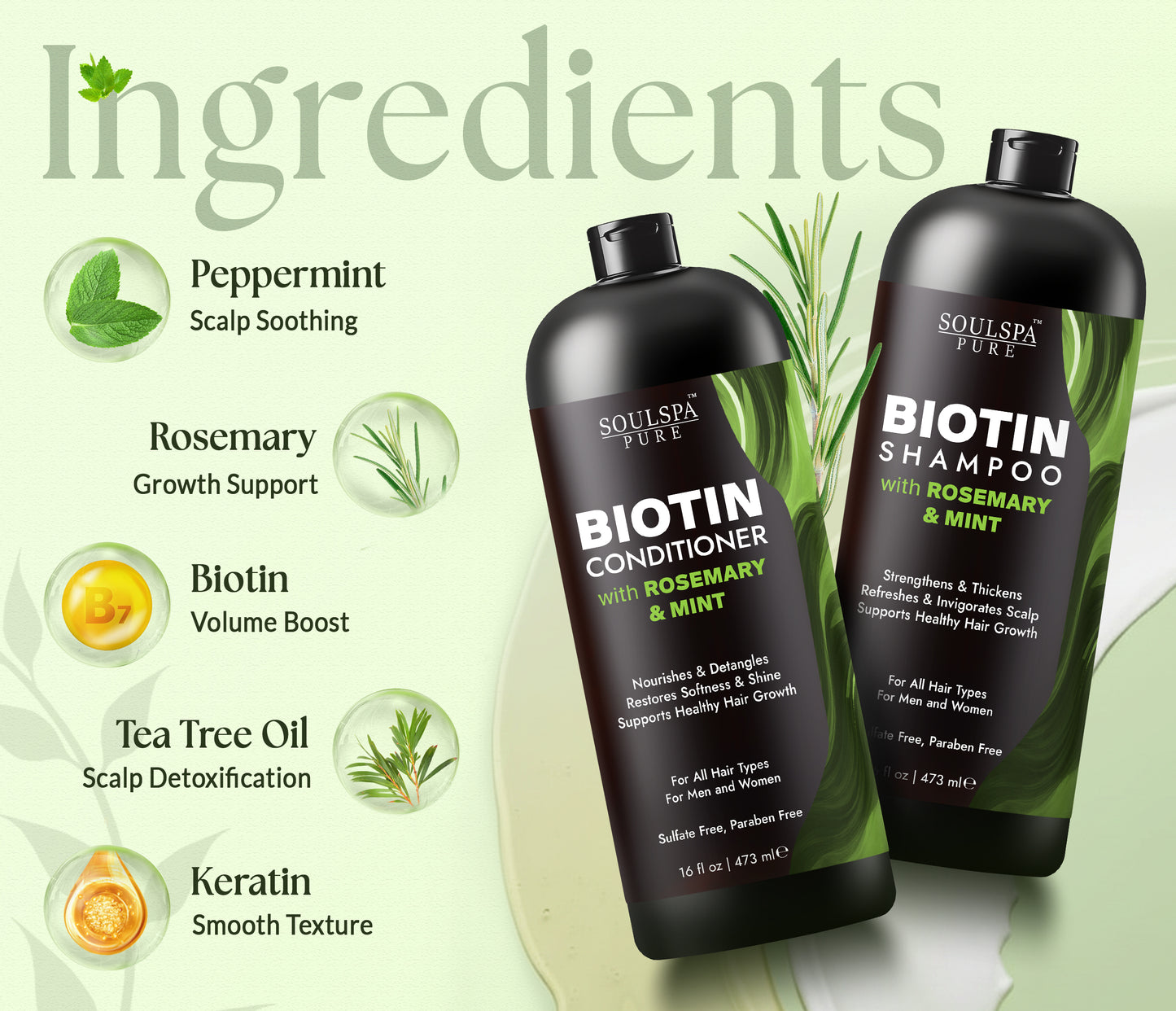 Biotin Shampoo and Conditioner with ROSEMARY & MINT